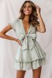 Anthea Bow-Tie Front Layered Frill Dress Olive Hot on Sale