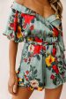 Ambrosia Off-Shoulder Floral Romper Sage on Sale